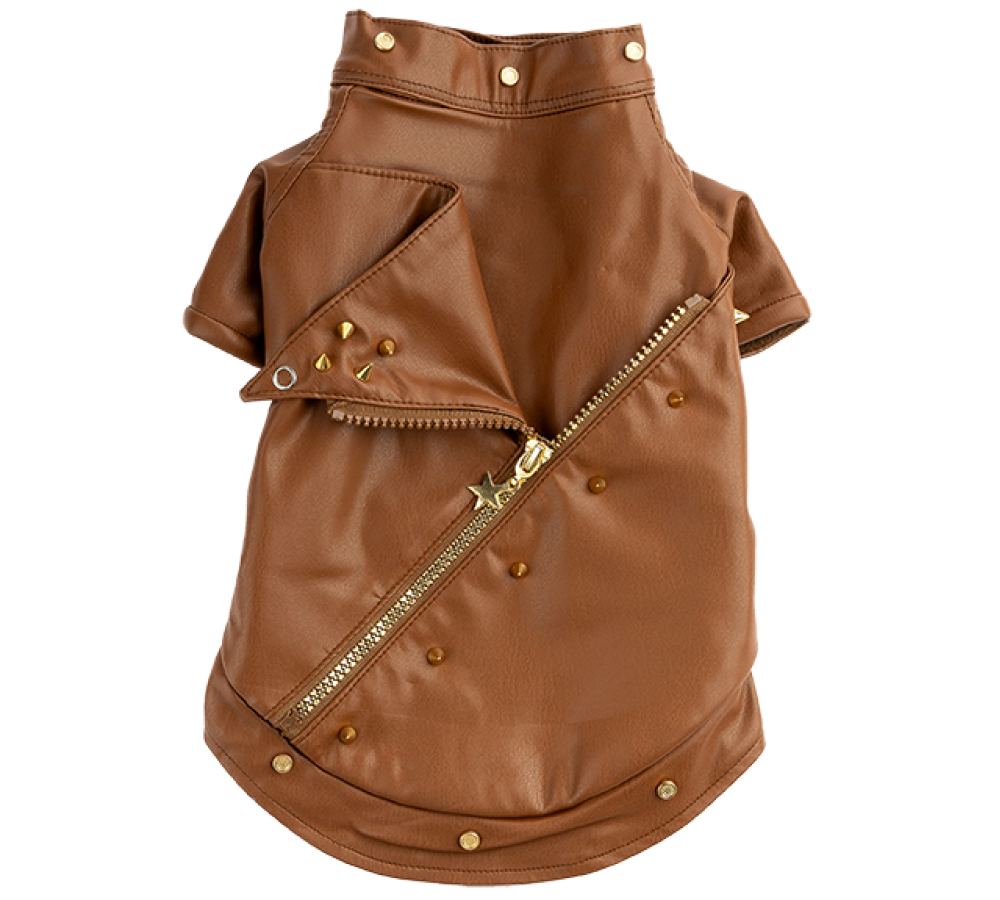 SIRT FERMUARLI DERİ CEKET KAHVERENGİ